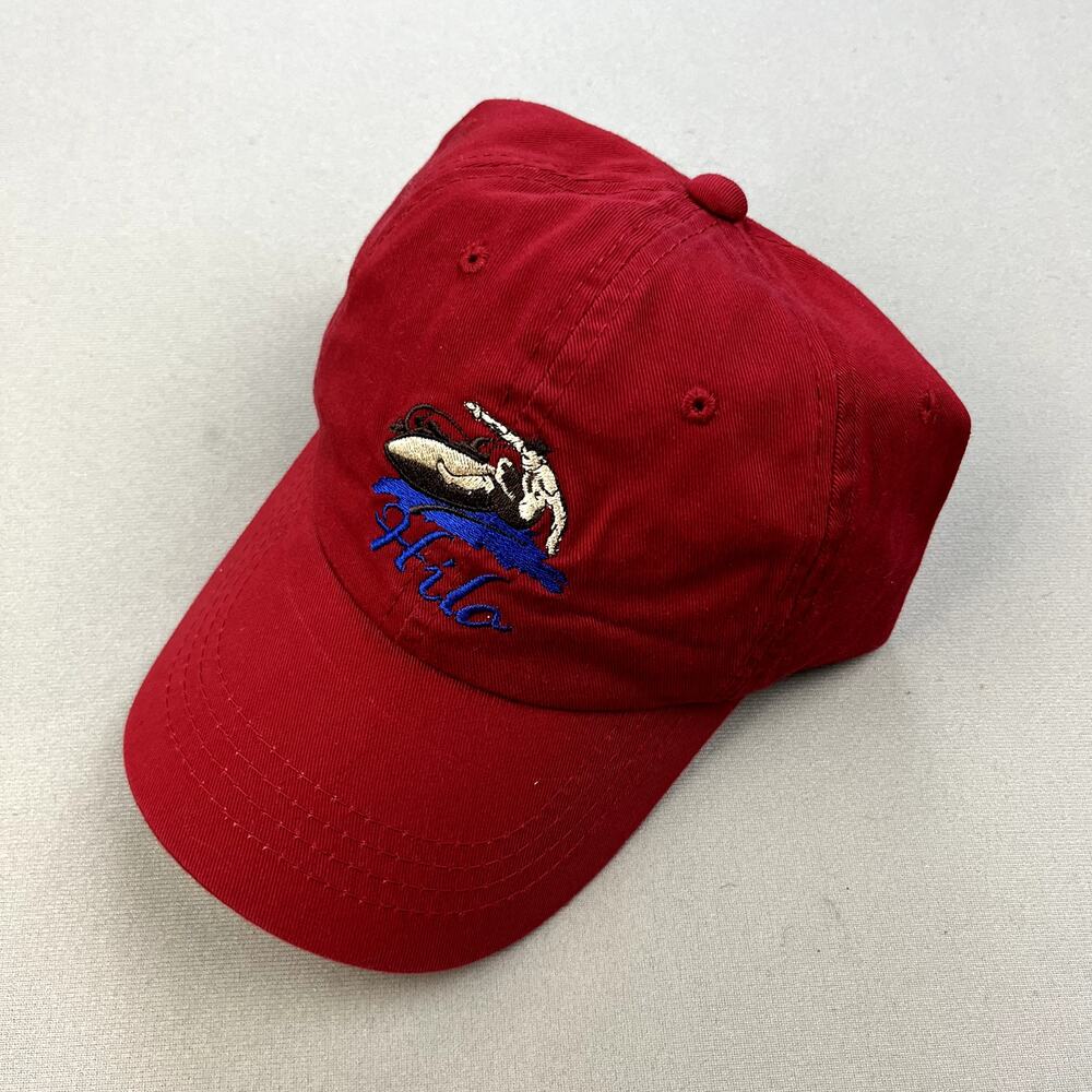 Vintage Hawaii Surf Hat Cap Strapback Red Hilo Big Island Waves Beach Ocean y2k